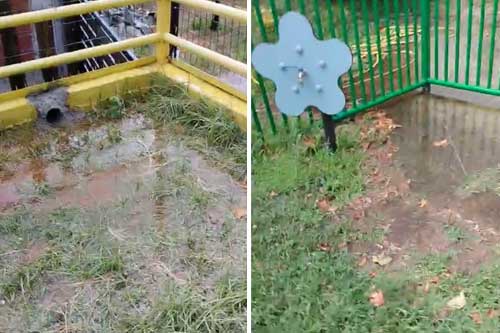 Spielplatz, Problem mit Regenwasser